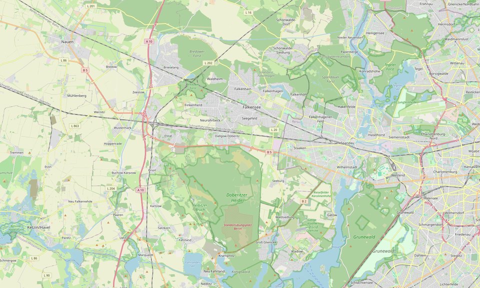 Karte des Blankstein-Servicegebiets im Havelland und am westlichen Berliner Rand
